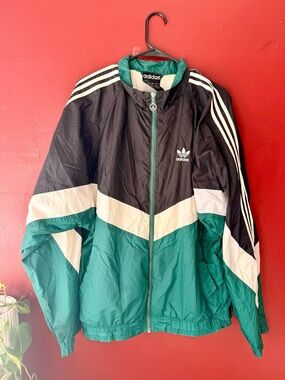 adidas 90s Men’s Black, Green & White Windbreaker Jacket